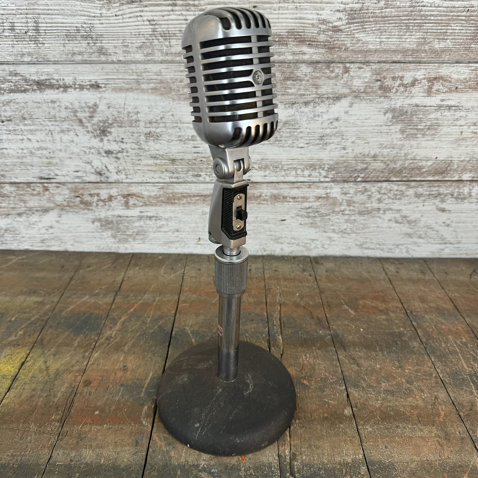 1960's Shure 55SW Unidyne Dynamic Microphone With Stand & Original Pouch